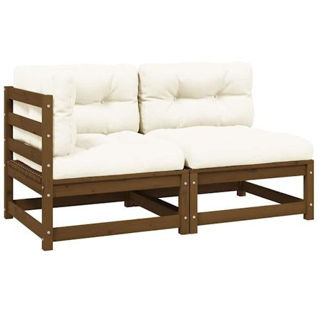 vidaXL Loungegrupp med dynor 2 delar honungsbrun massiv furu