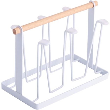 Drikkeglas og sportsflaske tørrestativ, kopholder med høj kapacitet i køkken, spisestue, stue (hvid)