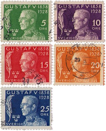 Sverige - AFA 203-207 - Stemplet