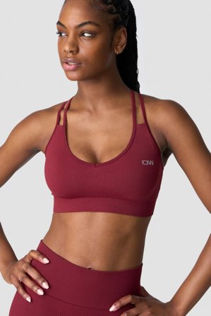 Ribbed Define Seamless V-neck Sports Bra Burgundy