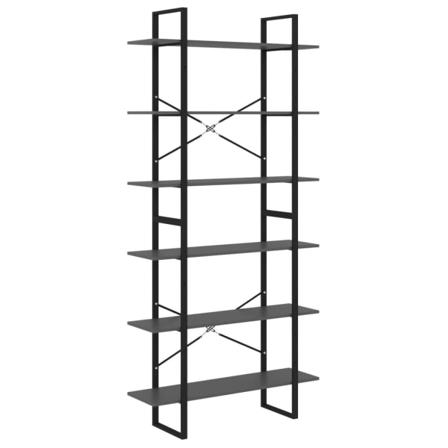 Vidaxl Hög Bokhylla Grå 100x30x210 Cm Konstruerat Trä Grå