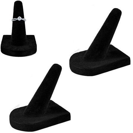 Todelers ringutstillingsstativ - laget av svart fløyel, ringorganisator - egnet for utstilling av ringer.