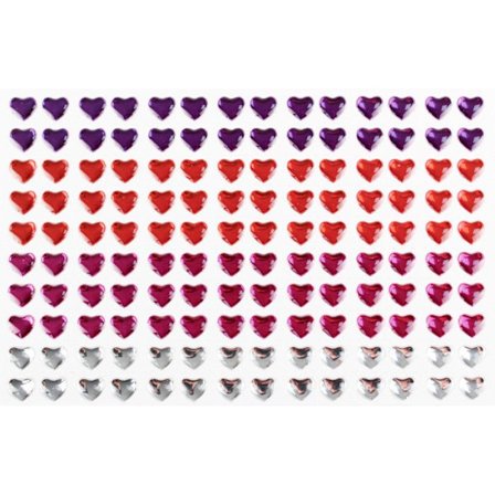 Klistermärken strass hjärtan 0,6 cm 140 stycken
