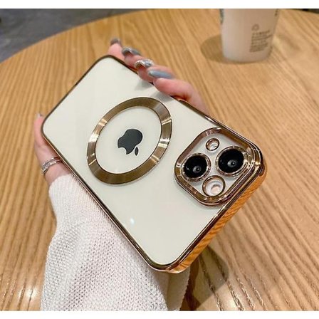 Transparent magnetiskt telefonfodral för iPhone 14 13 12 11 Mini Pro Max Plus med MagSafe-Perfekt Gold iPhone 11 Pro_MGF