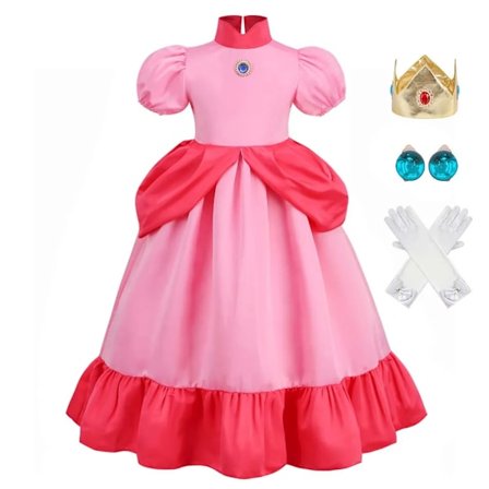 Daisy Prinsesse Kjole Jente Tegnefilm Film Cosplay Kostyme Sommer Barn Oransje Festklær 2-10 År Halloween Maskeradeklær Fersken Sett 02