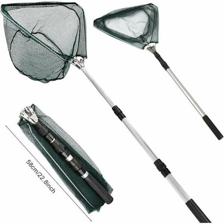 170 cm teleskopisk fiskehåv med handtag, bärbar hopfällbar fiskehåv med långt handtag för karp, karp, öringfiske