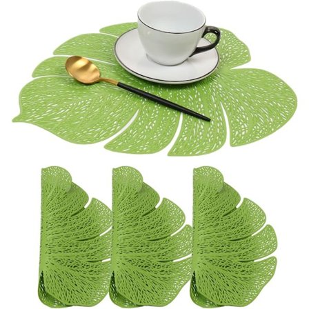 4-pak Skildpaddeblad Dekorative Dækkeservietter Blad Dækkeserviet PVC Dækkeservietter Måtter Varmebestandige Skridsikre Spisedækkeservietter til 