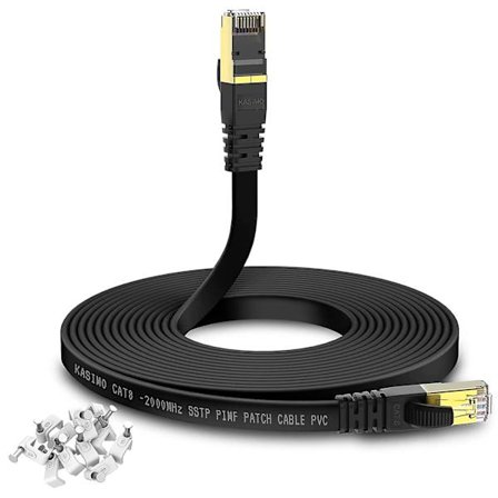 Cat 8 Platt Ethernet-kabel 10m Internet Lan-kabel med kabelklämmor 40gbps 2000mhz Hög Hastighet Nätverk Patchkabel Sstp Ethernet Cor