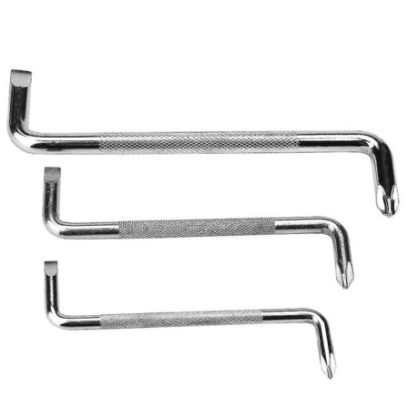 3 stk skrutrekkersett, kromvanadiumstål dobbelthode Z-formet vinkelskrutrekker