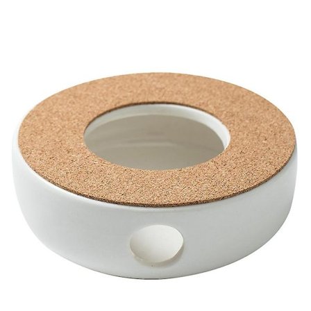 Klassisk tekannevarmer i porselen med sikker korkstativ for tekanne