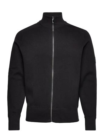 Milano Stitch Zip Through Jacket Knitwear Full Zip Jumpers Svart Calvin Klein