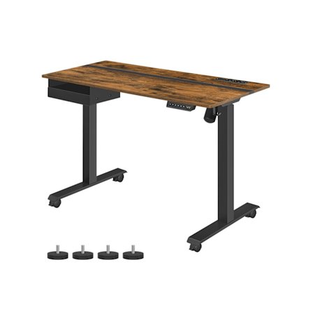 Rootz seisova työpöytä - Vintage ruskea-musta - lastulevyinen pöytälevy - teräsrunko - sähköinen korkeussäätö - 60cm x 120cm x (72-120cm)