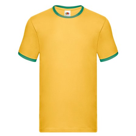 Fruit of the Loom Mens Ringer Contrast T-Shirt XXL Solros/Kelly Green