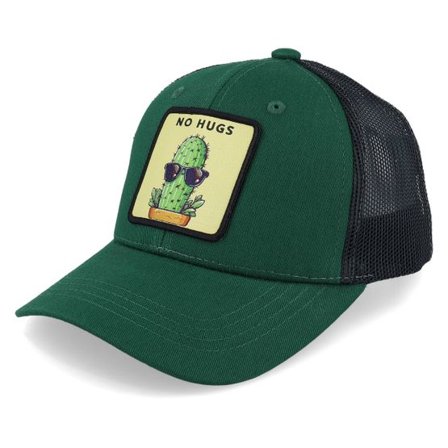 Kiddo Cap - Grön trucker Keps - Kids No Hugs Cactus Dark Forest/Black Trucker @ Hatstore