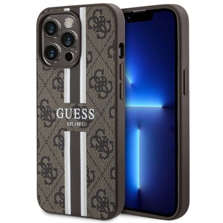 Guess GUHMP13XP4RPSW iPhone 13 Pro Max 6.7" brunt hårdplastfodral 4G Printed Stripes MagSafe