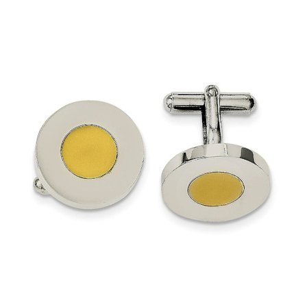 Rostfritt stål polerade och guld Ip-pläterade cirkelmanschettknappar 20x20mm breda BKR