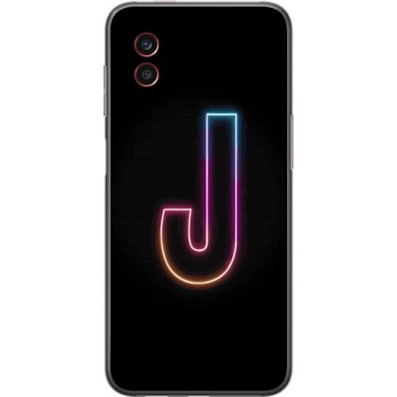 Yhteensopiva Puhelinkuori Samsung Samsung Galaxy Xcover6 Pro Minimaalinen neonkirjain J värien vaihtuessa valossa mustaa taustaa vasten