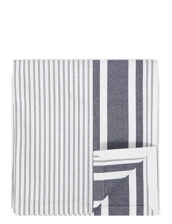 Lexington Home Icons Striped Org Cotton Oxford Tablecloth - Navy - 150X250
