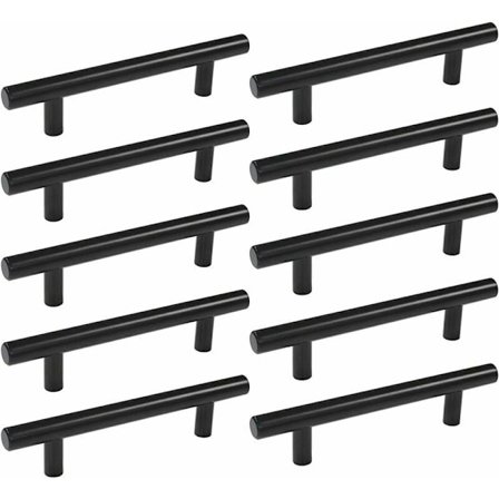 10 stk 160 mm Svart Rustfritt Stål Kjøkken Skap Dør T-Formet Håndtak