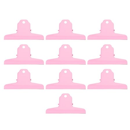 10 stk. metal klips i jern - store klips med stærk klemkraft - papirklips til kontor, skole, billetter og fotos - pink