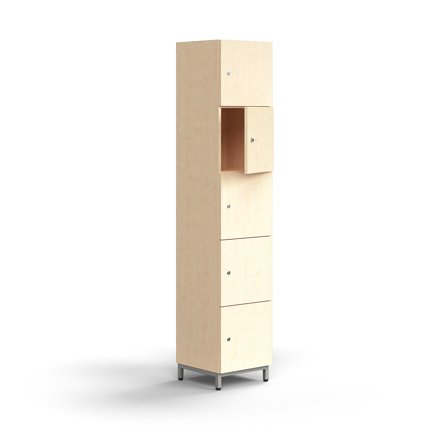 Schließfachschrank QBUS, 2020x400x420 mm, Silber, Birke