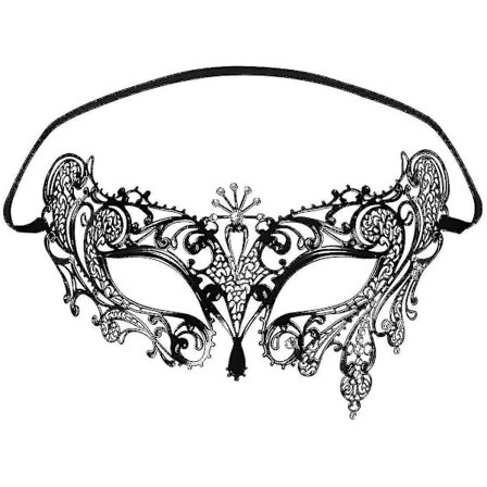 Venetiansk stil Diamante Metall Filigran Maskeradmask, Halloween Party Maskerad Svart
