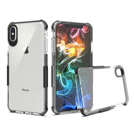 iPhone Xs Max kaksivärinen läpinäkyvä joustava ja pehmeä silikooni muovinen takasuoja kuori - Musta Black