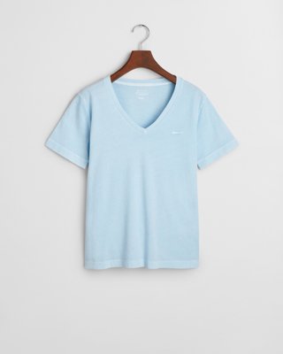 GANT - Solbleket t-skjorte med v-hals til dame fresh blue