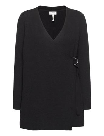 Objfae Thess L/S Rib Knit Cardigan Strikket Trøje Cardigan Sort Object