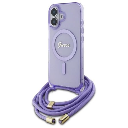 Guess Ristikkäisjohto Skripti MagSafe iPhone 16 Kotelo - Violetti