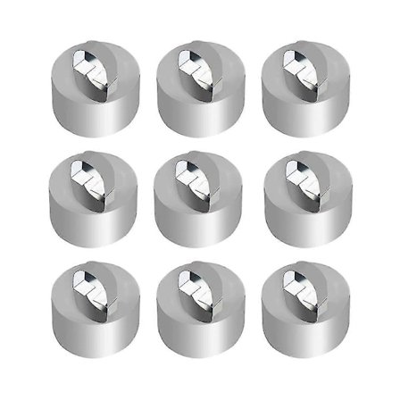 9-paknings kakeringformer, 8 cm runde rustfrie stålringer for matlaging, runde små kaker