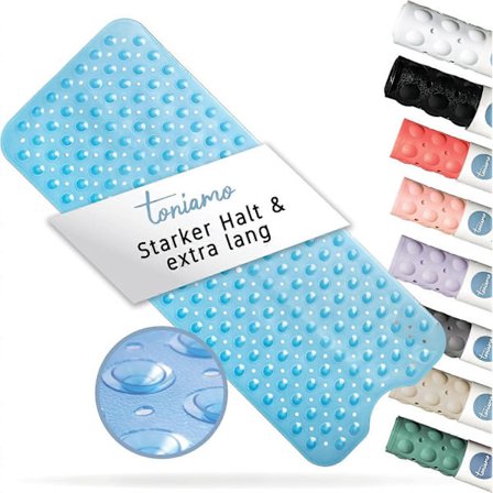 Badrumsmatta 100x40cm | Extra lång halkfri matta i premiumkvalitet | Badkarsinsats antibakteriell & maskinsäker | Badrumsmatta halkfri | Halkfri matta