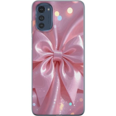 Kompatibelt Mobildeksel til Motorola Moto E32s Rosa satengbånd - Elegante glitterbånd med lyseffekter