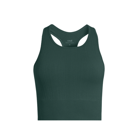 Casall Sportswear Multi Rib Seamless Padded Sports Top, Dark Pine