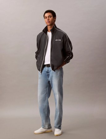 Calvin Klein Jeans Ls Crinkle Stand Collar Track Ja - Black - M