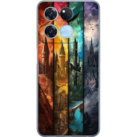 Kompatibel Mobilcover til OnePlus OnePlus Ace Racing Fire magiske slotte i forskellige elementfarver, episk fantasykunst med ild vand luft og mørke i