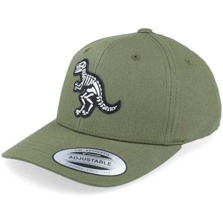 Kiddo Cap - Green adjustable Czapka Z Daszkiem - Kids T-rex Sceleton Patch Olive Adjustable @ Hatstore