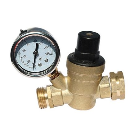 M11-0660R Vann Trykkreguleringsventil Universal Effektiv Sikker Messing Justerbar Vanntrykksregulator med Måler for Hjemmet