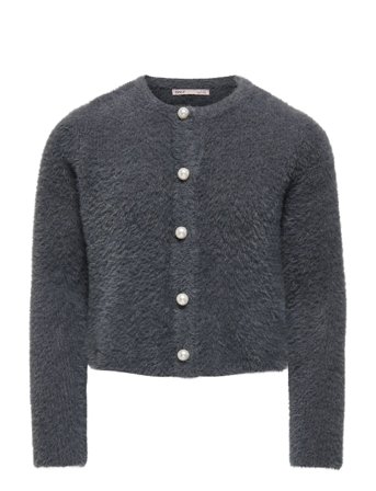 Kogpiumo Petra Pearl O-Neck Car Knt Noos Grey Kids Only