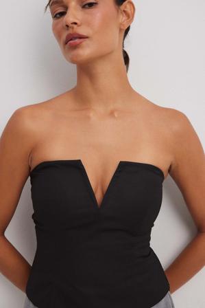 NA-KD Party Haut style corset pointu - Haut tube - Noir - EU 40