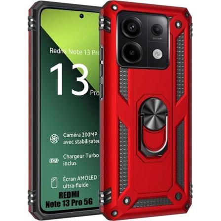 Etui til Xiaomi Redmi Note 13 Pro 5G (ikke til 4G), Red Hard Back Ring Anti-ridseforstærket kant