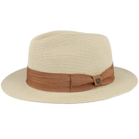 Brixton - Beige fedora Hatt - Roma Straw Packable Natural/Bronze Fedora @ Hatstore