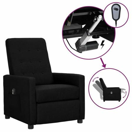 Vidaxl Elektrisk Reclinerfåtölj Svart Tyg Svart