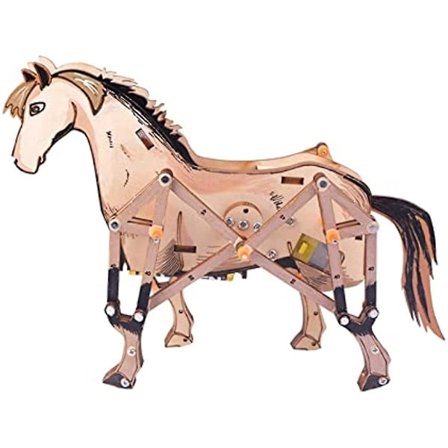 3D Mekaaninen Hevonen DIY 3D Puinen Palapeli Lelu Kokoontaitettava Hevonen Sisäkäyttöön