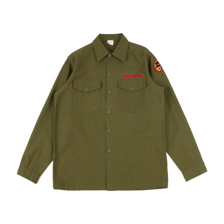 Maharishi, Panther Embroidered Shirt Cotton Rain Twill Groen, Heren, Maat:M