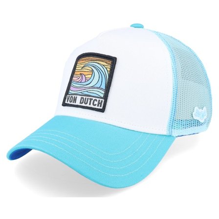 Von Dutch - Wit trucker Cap - Square Patch Surf Turqouise/White A-Frame Trucker @ Hatstore