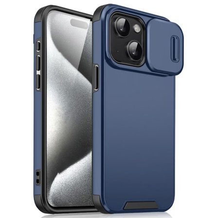 iPhone 15 Case with Slide Camera Cover - Blue