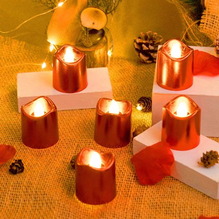 6 stk. belagte røde LED-lys julehøytid bryllup