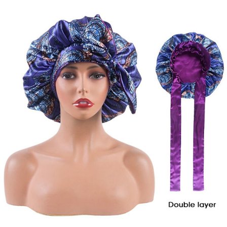 Satin Sleep Cap Silkeaktig Satin Bonnet BLÅ 5 BLÅ 5