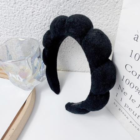 hiuspanta kasvojen pesuun, 1 kpl Bubble Puffy Face Wash Hiuspanta meikkiin/ihonhoitoon, liukumaton froteepyyhe (musta) black